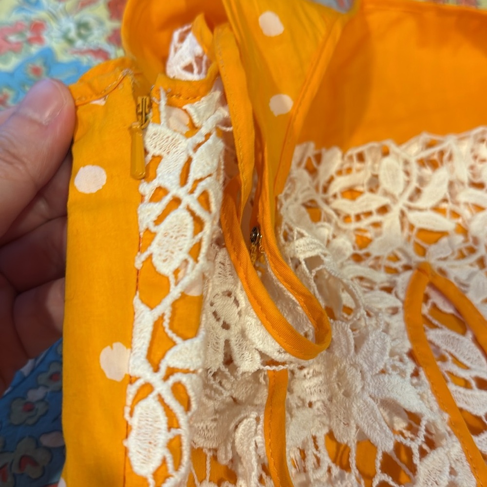Anthropologie Moulinette Soeurs Orange & White Polka Dot Dress - Picture 6 of 16